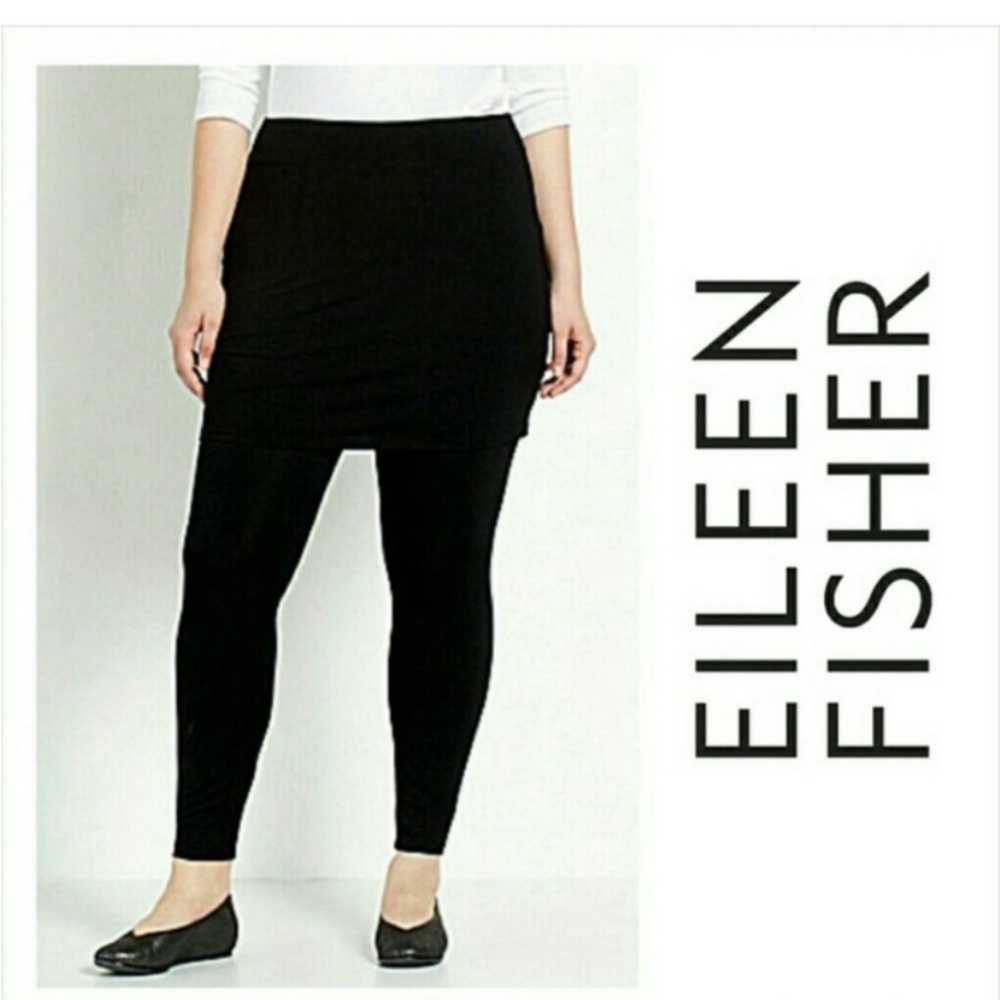 XL Eileen Fisher skirted leggings black viscose spandex jersey knit